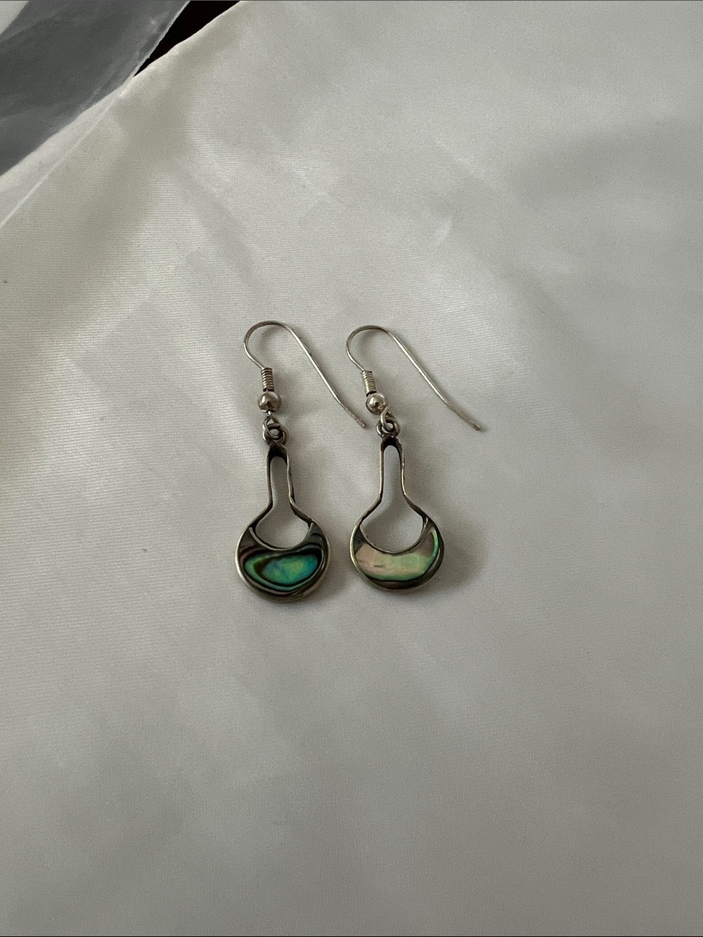 Sterling Silver Abalone Alpaca Mexico Drop Earrings